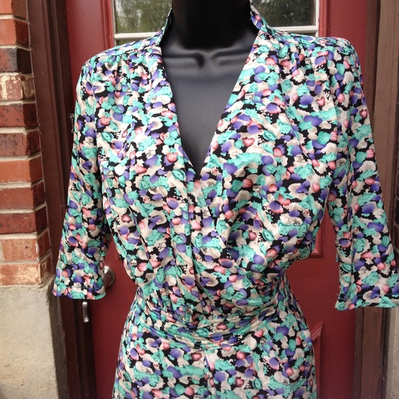 Vintage Dresses & Skirts - Vintage Green Silky Madison Rowen Wrap Dress